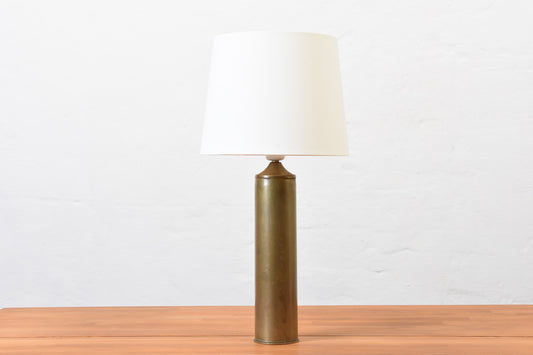 1950s brass table lamp with shade