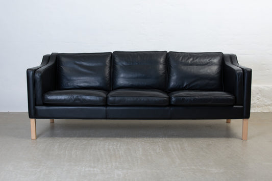 1990s Danish three seater in black leather no. 1