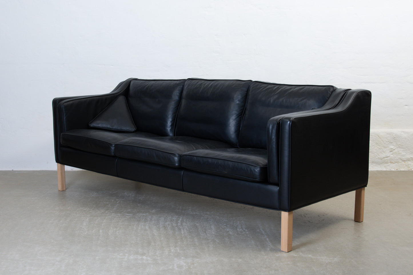 1990s Danish three seater in black leather no. 1