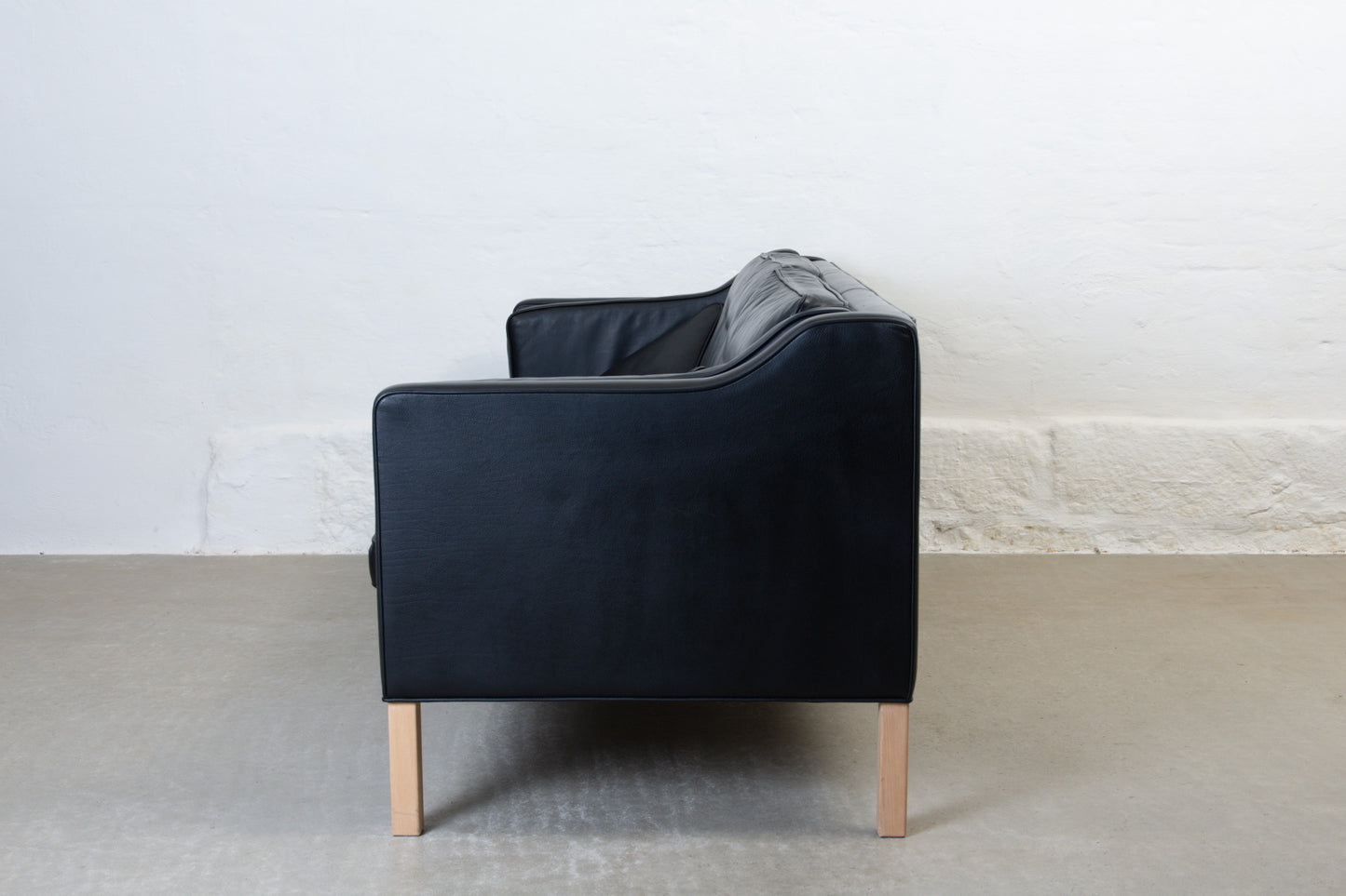 1990s Danish three seater in black leather no. 1