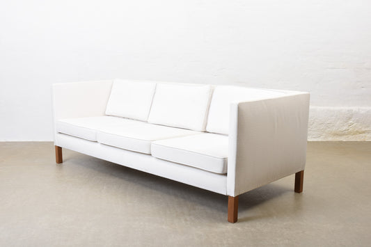 Vintage Danish three seat sofa in white cotton