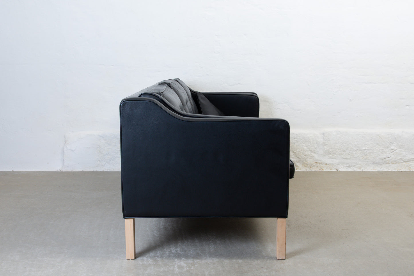1990s Danish three seater in black leather no. 1
