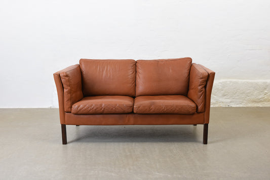 1980s Danish leather two seater