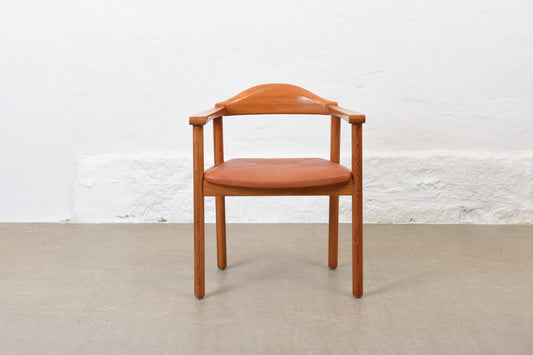 1980s pine + leather armchair by Andreas Hansen