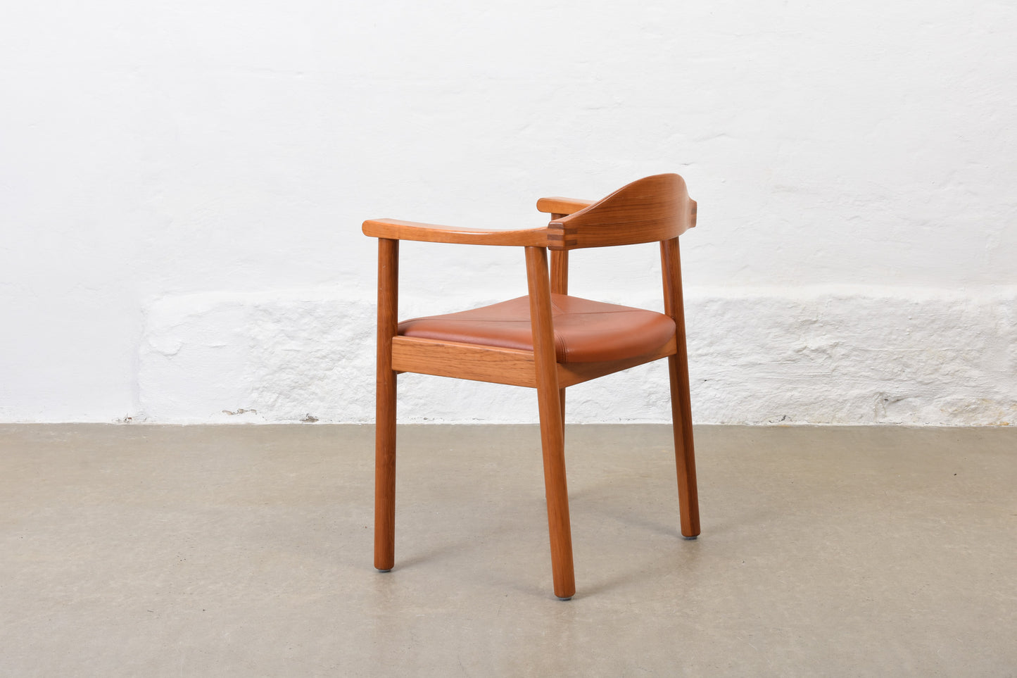 1980s pine + leather armchair by Andreas Hansen