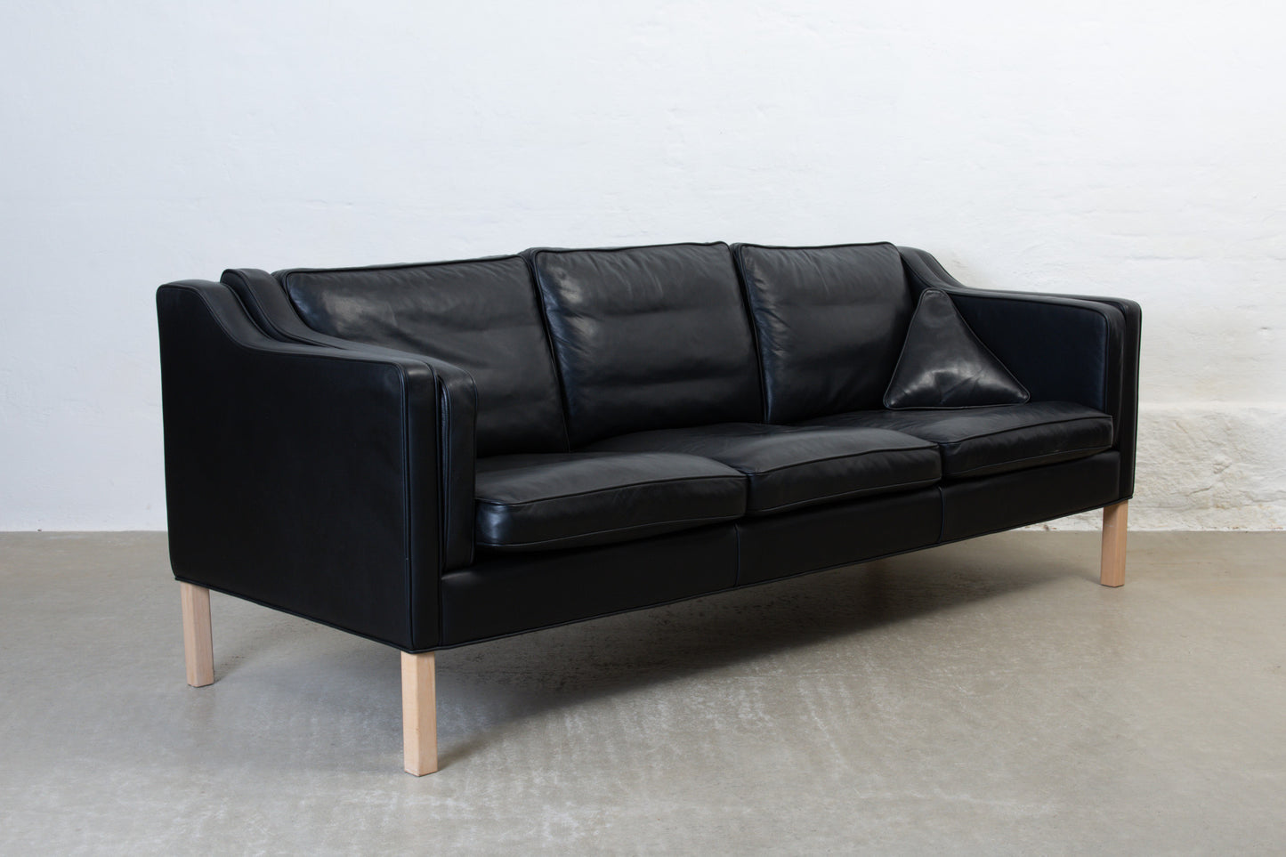 1990s Danish three seater in black leather no. 1