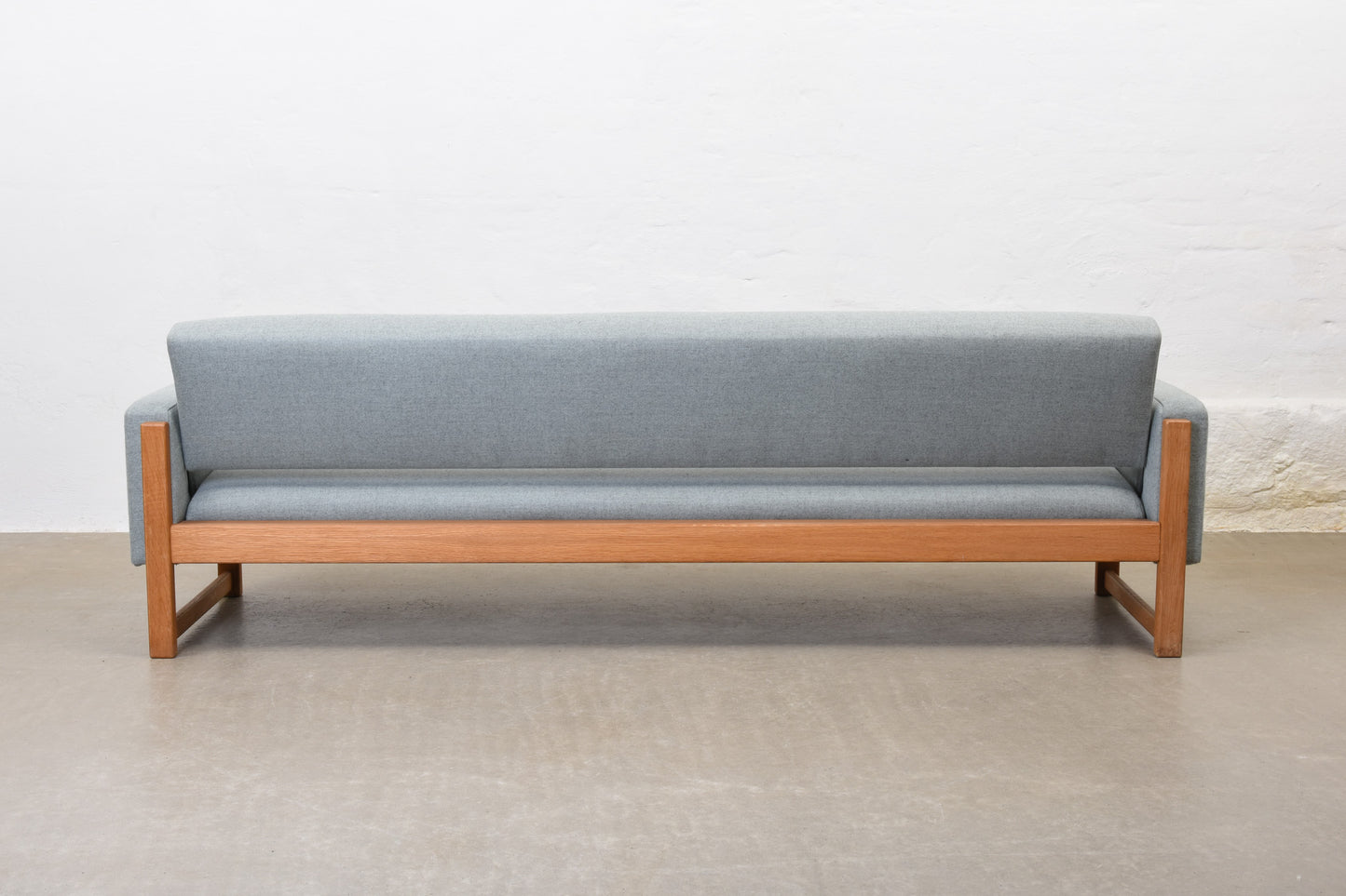 Newly reupholstered: 1960s oak sofa bed by Yngve Ekström
