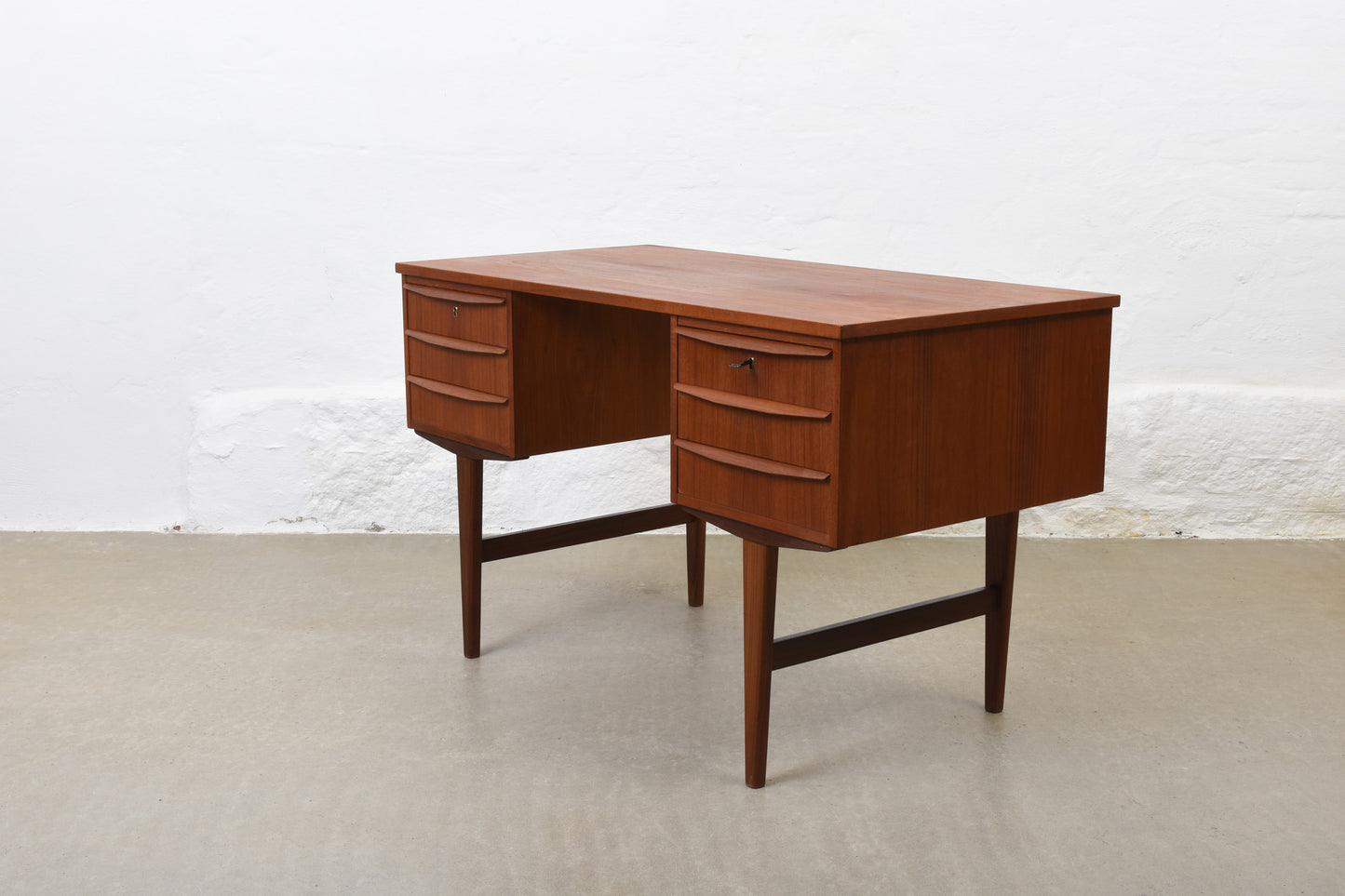 1960s twin pedestal desk in teak