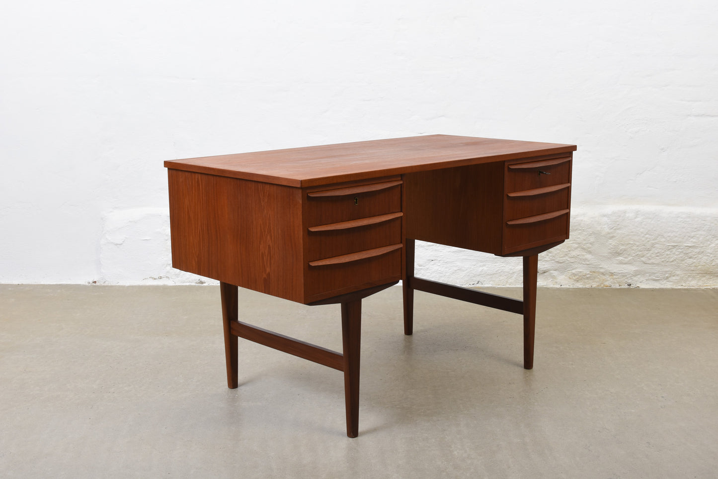 1960s twin pedestal desk in teak