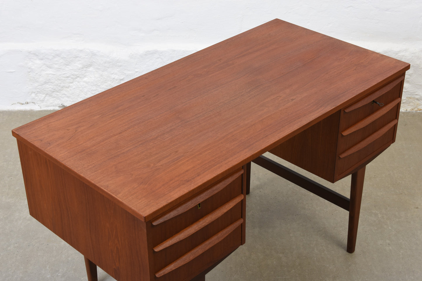 1960s twin pedestal desk in teak