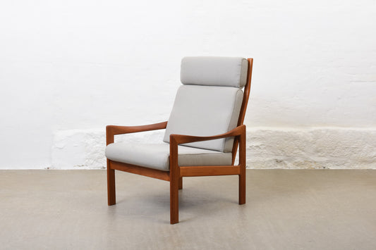 Newly reupholstered: 1960s teak lounge chair by Illum Wikkelsø
