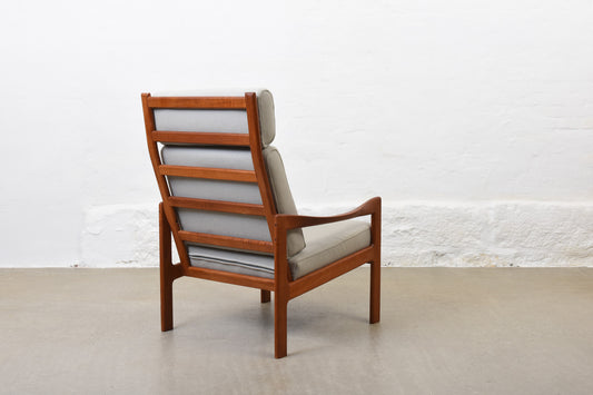 Newly reupholstered: 1960s teak lounge chair by Illum Wikkelsø
