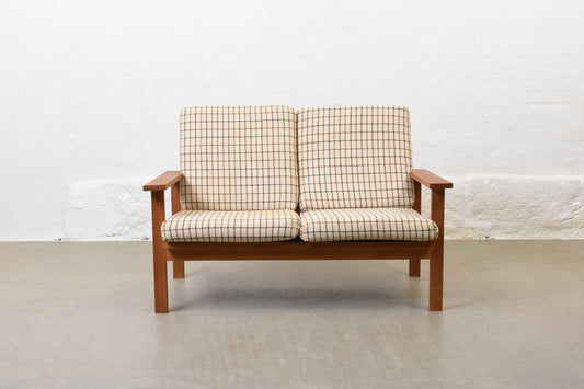 1960s beech + wool two seat sofa