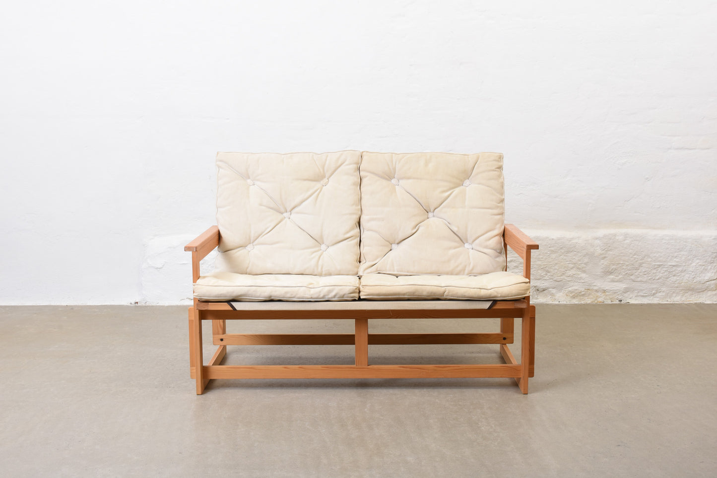 1970s pine and canvas sofa by Brio Ferie