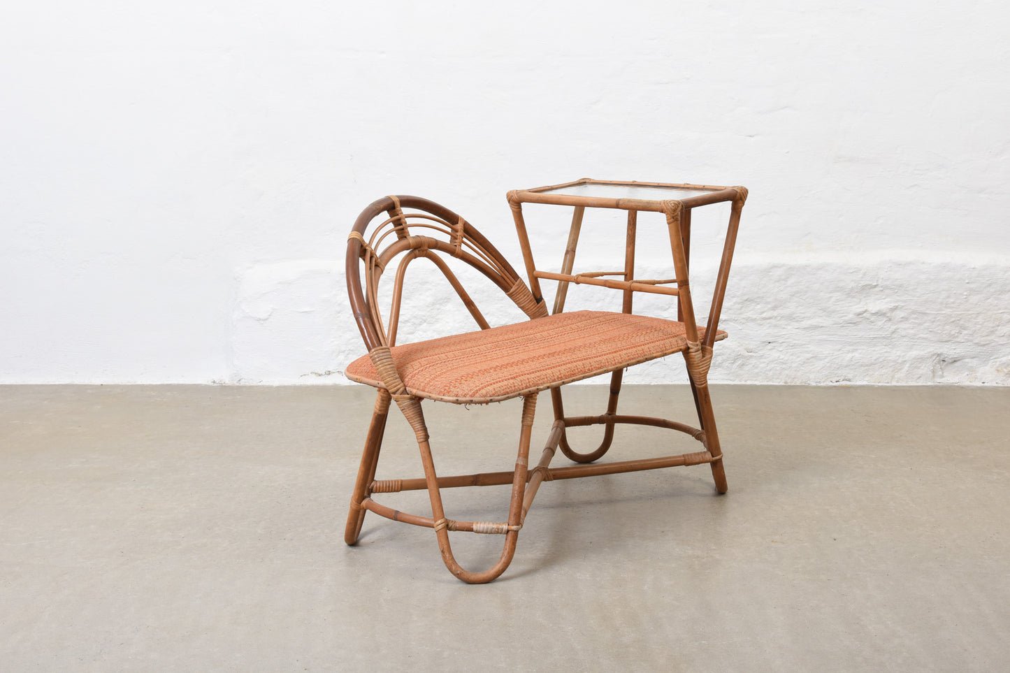 1960s bamboo telephone bench