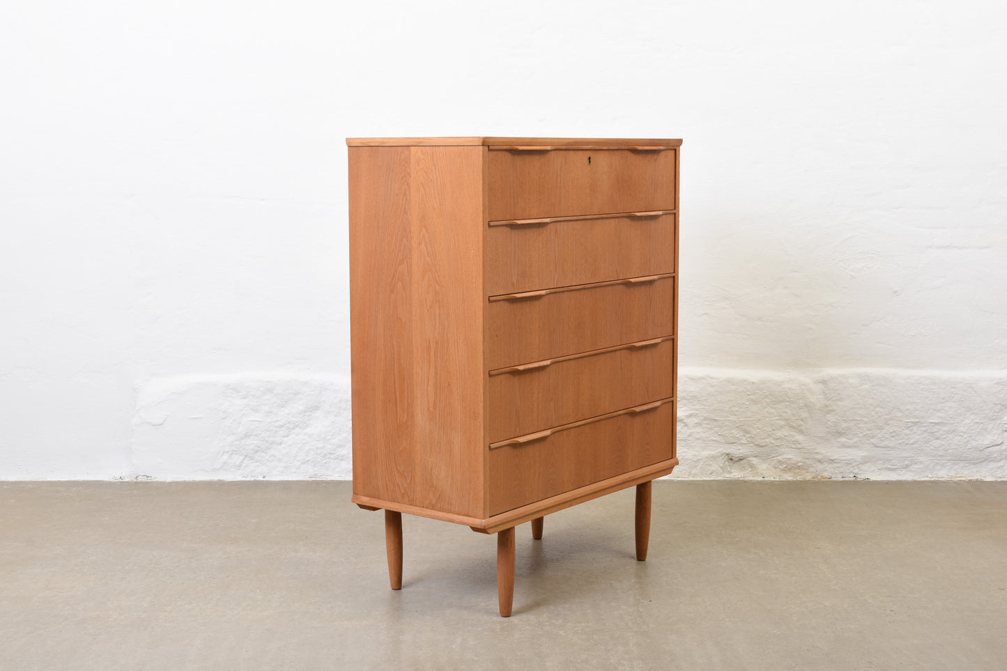 1960s oak chest of five drawers