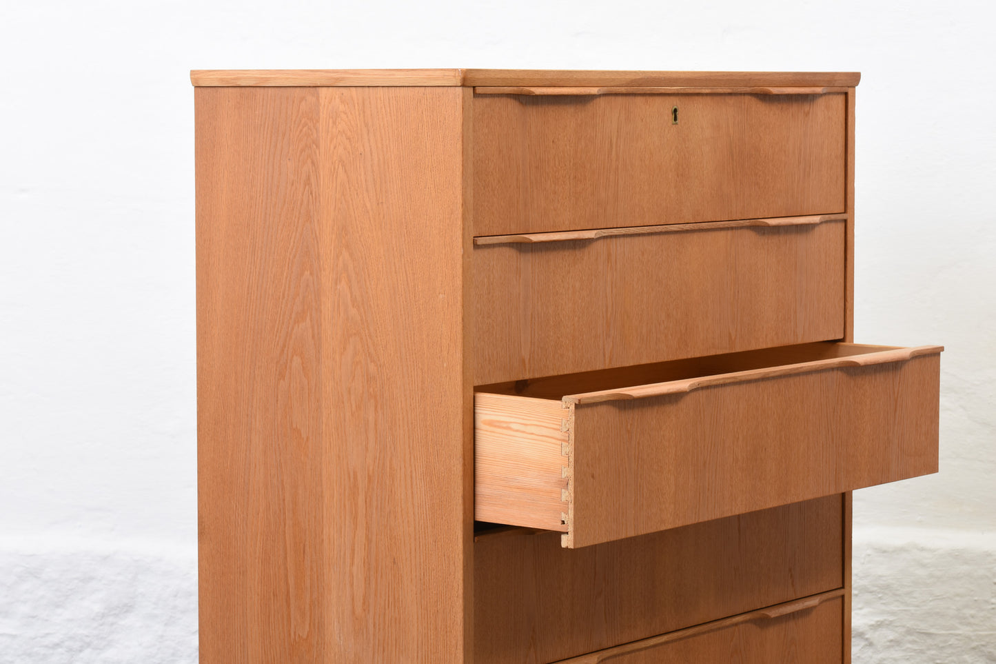 1960s oak chest of five drawers