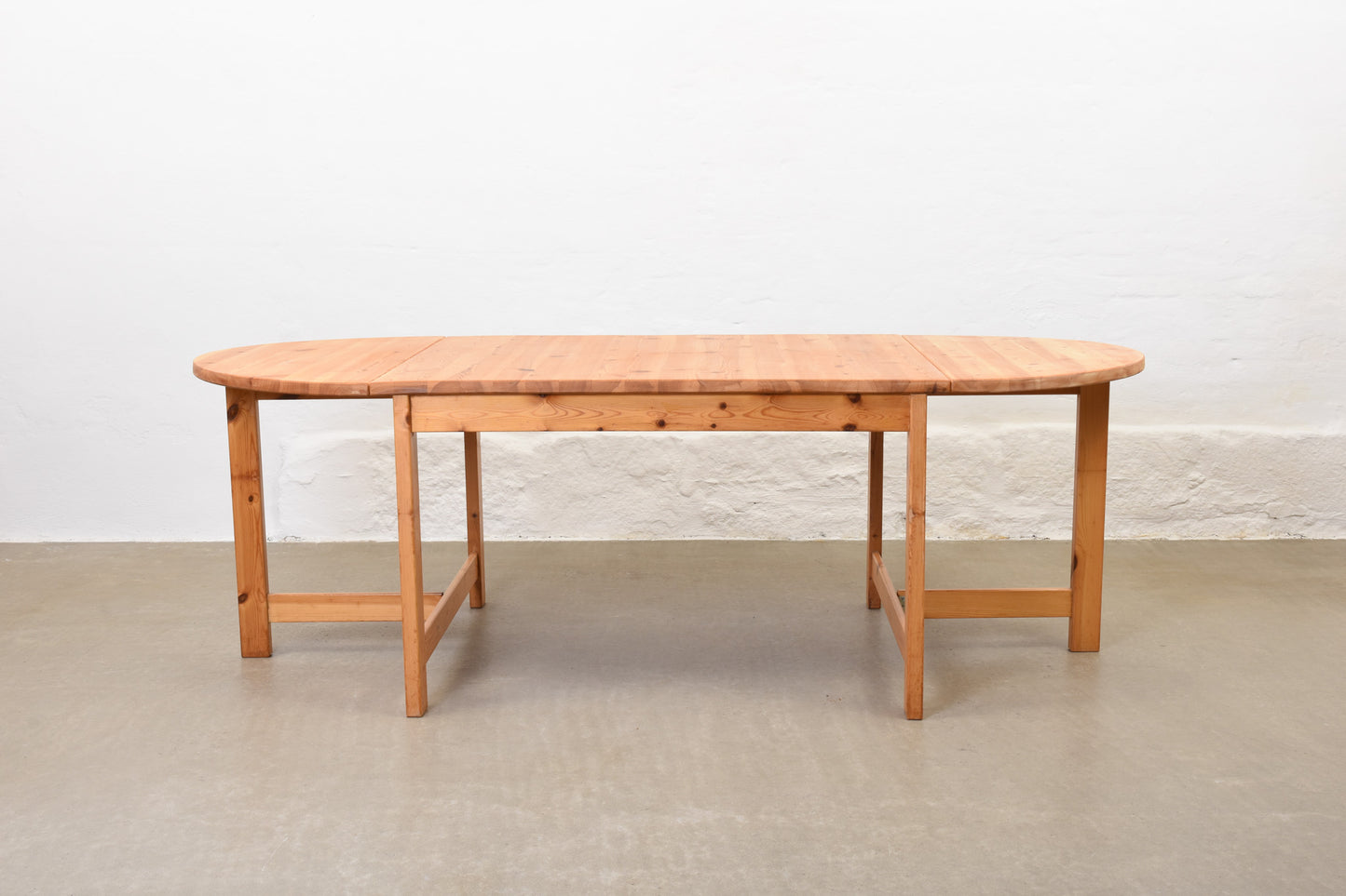 1970s Swedish pine drop leaf dining table