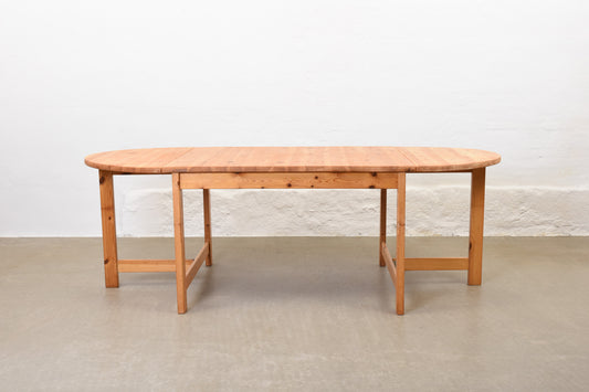 1970s Swedish pine drop leaf dining table