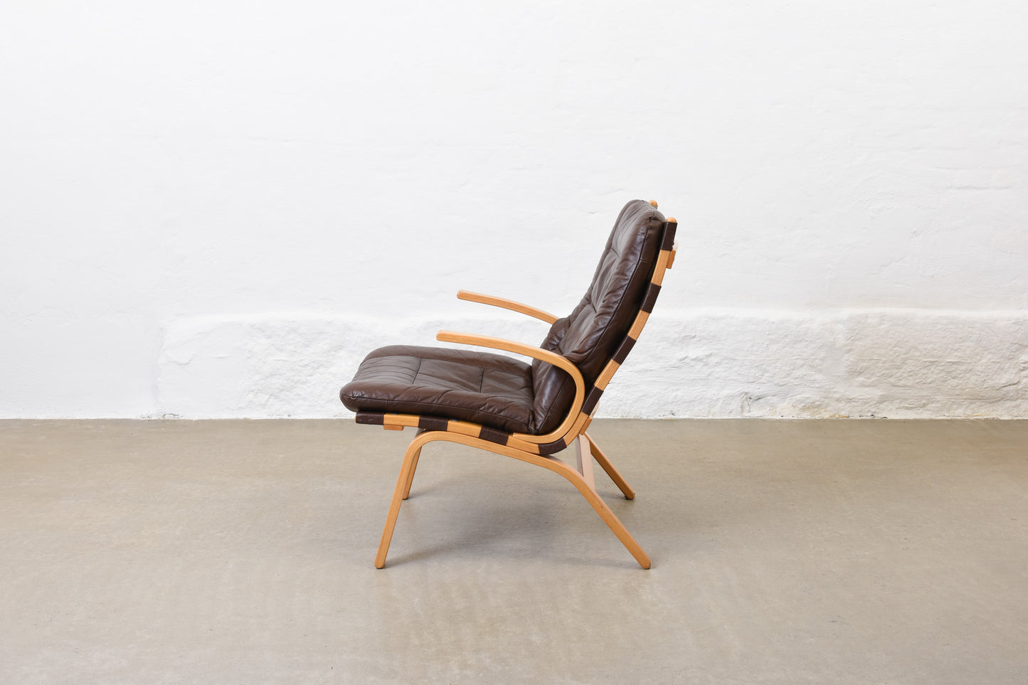 1970s beech + leather lounger by Farstrup Møbler