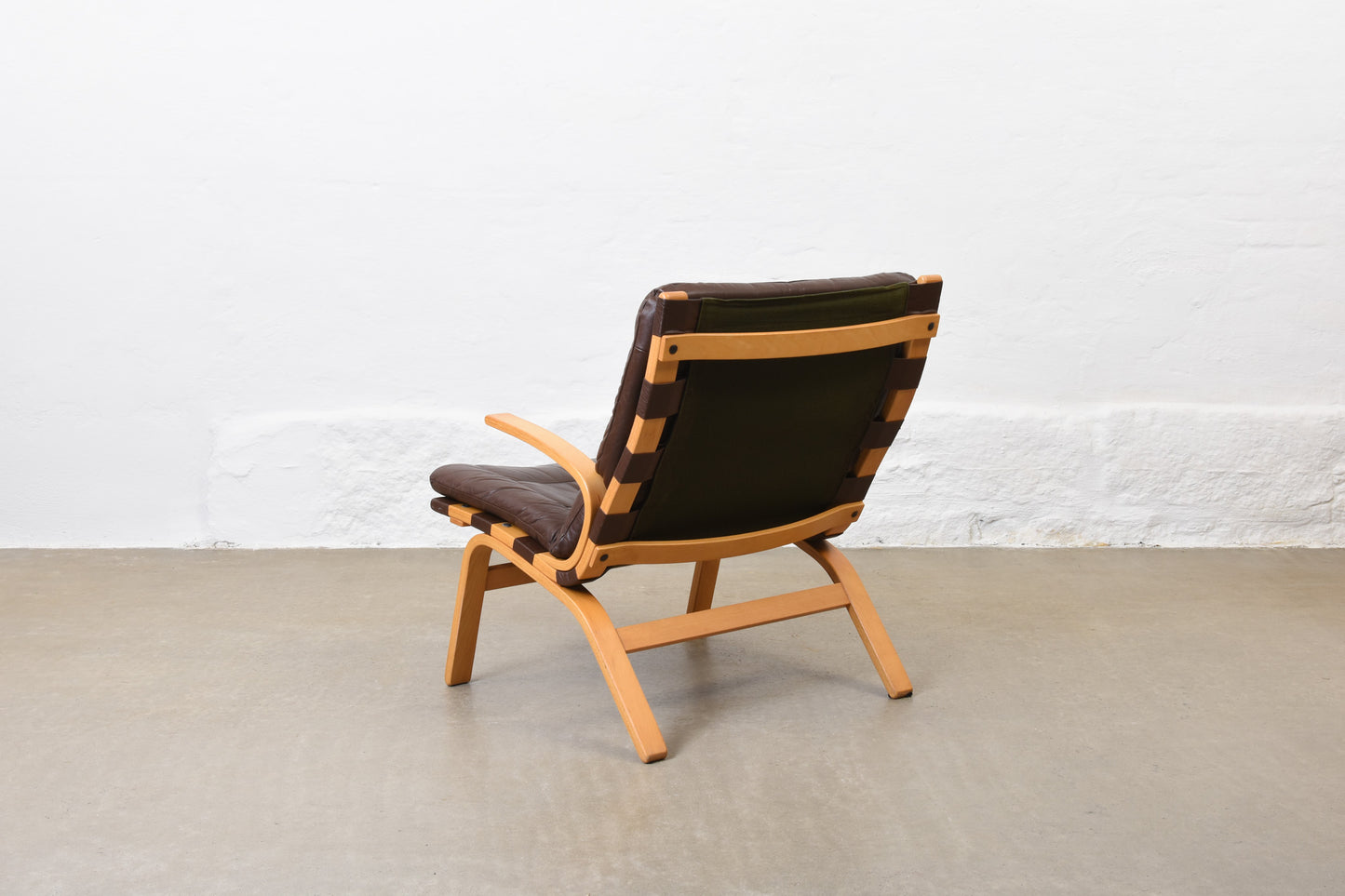 1970s beech + leather lounger by Farstrup Møbler