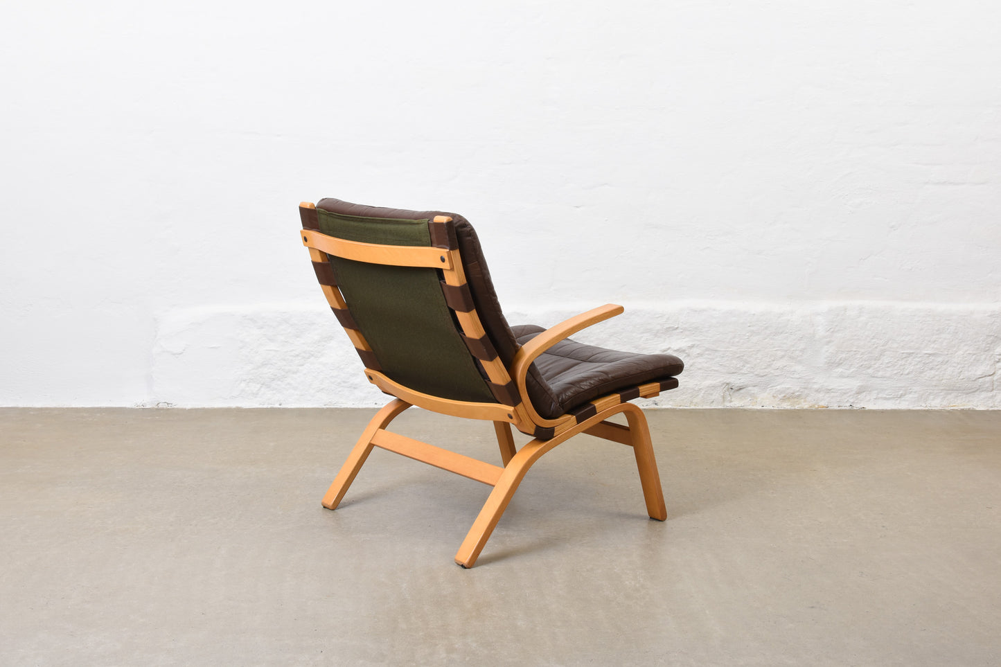 1970s beech + leather lounger by Farstrup Møbler