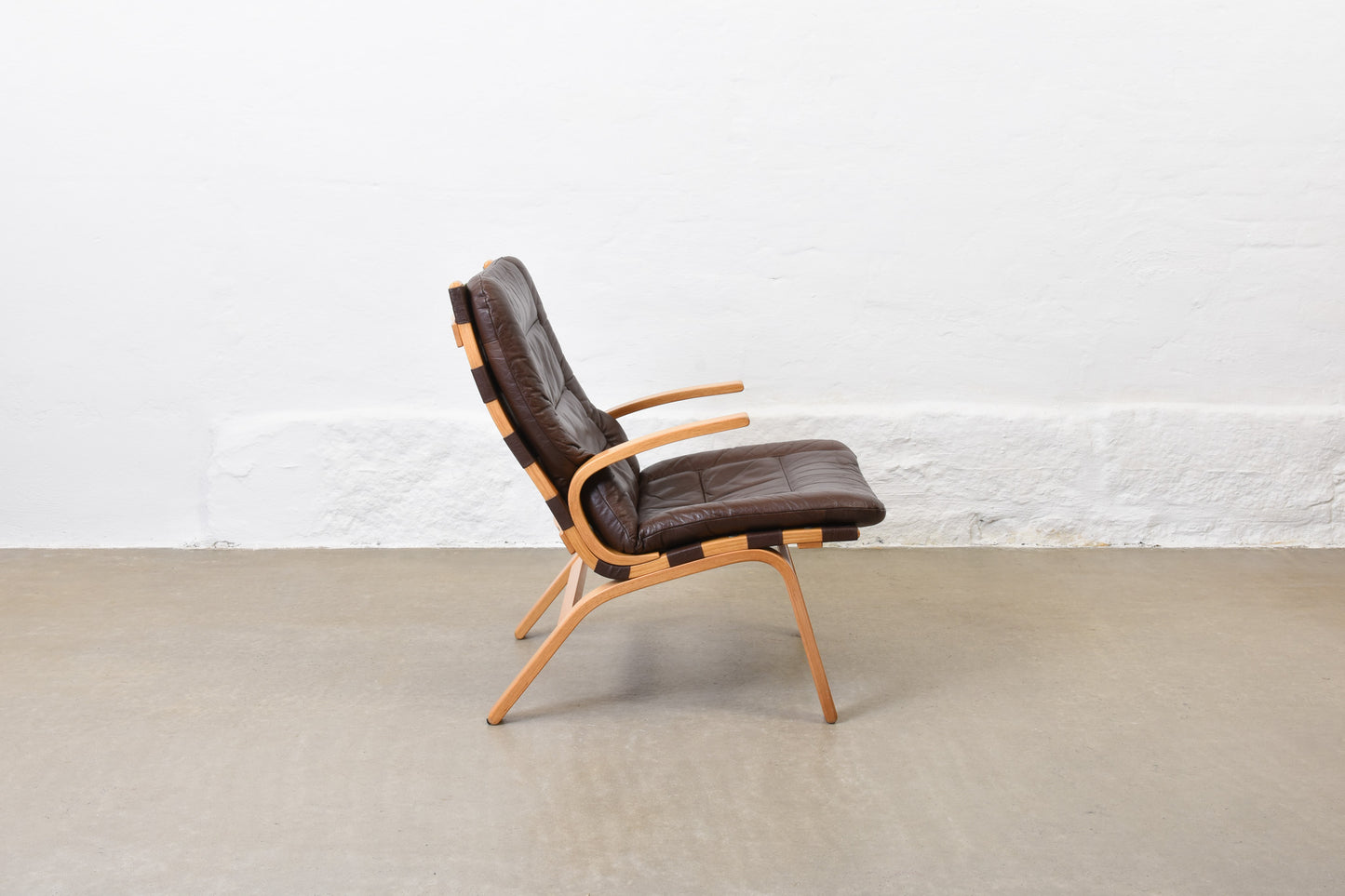 1970s beech + leather lounger by Farstrup Møbler