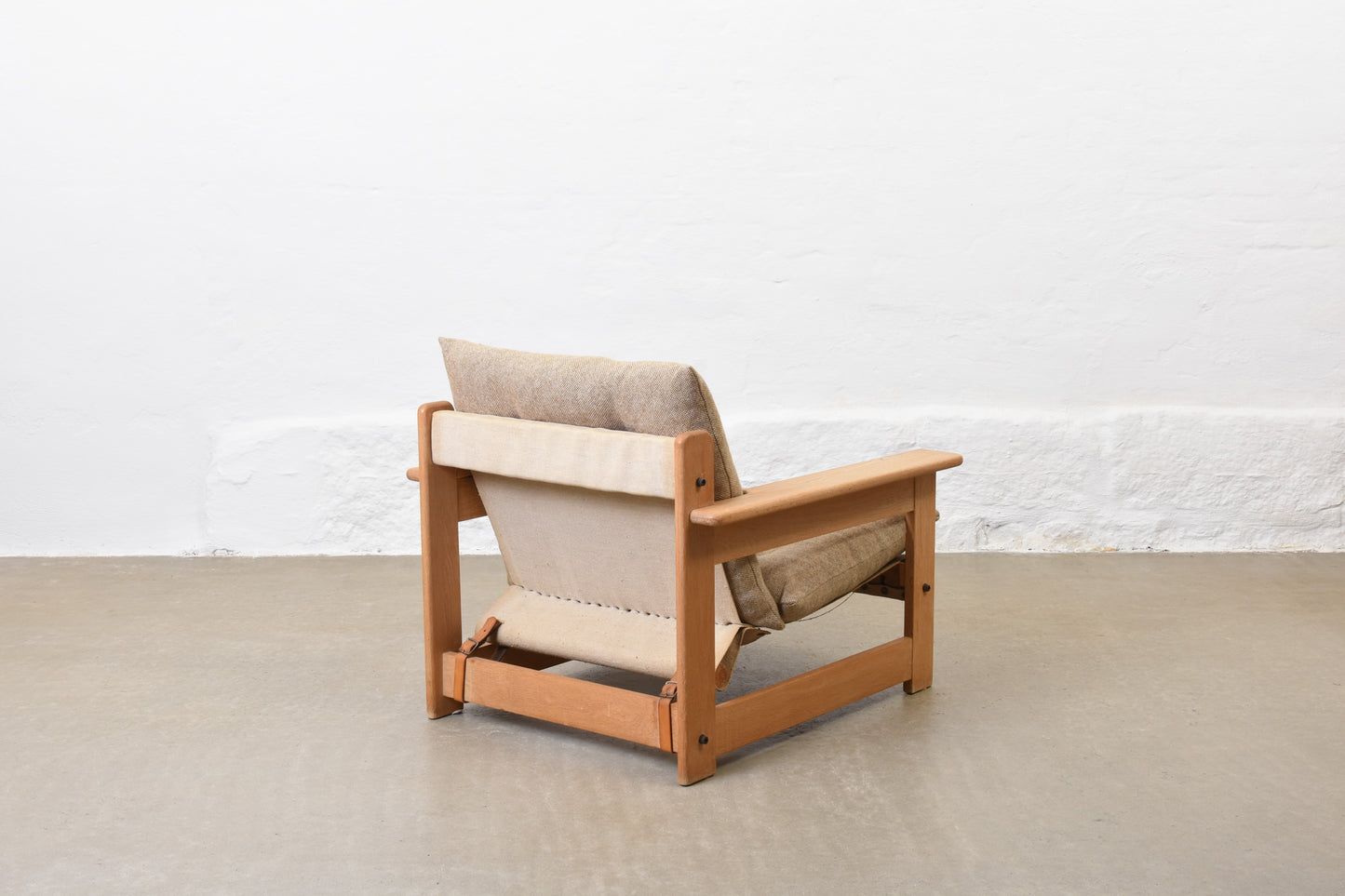 1960s oak + wool lounger