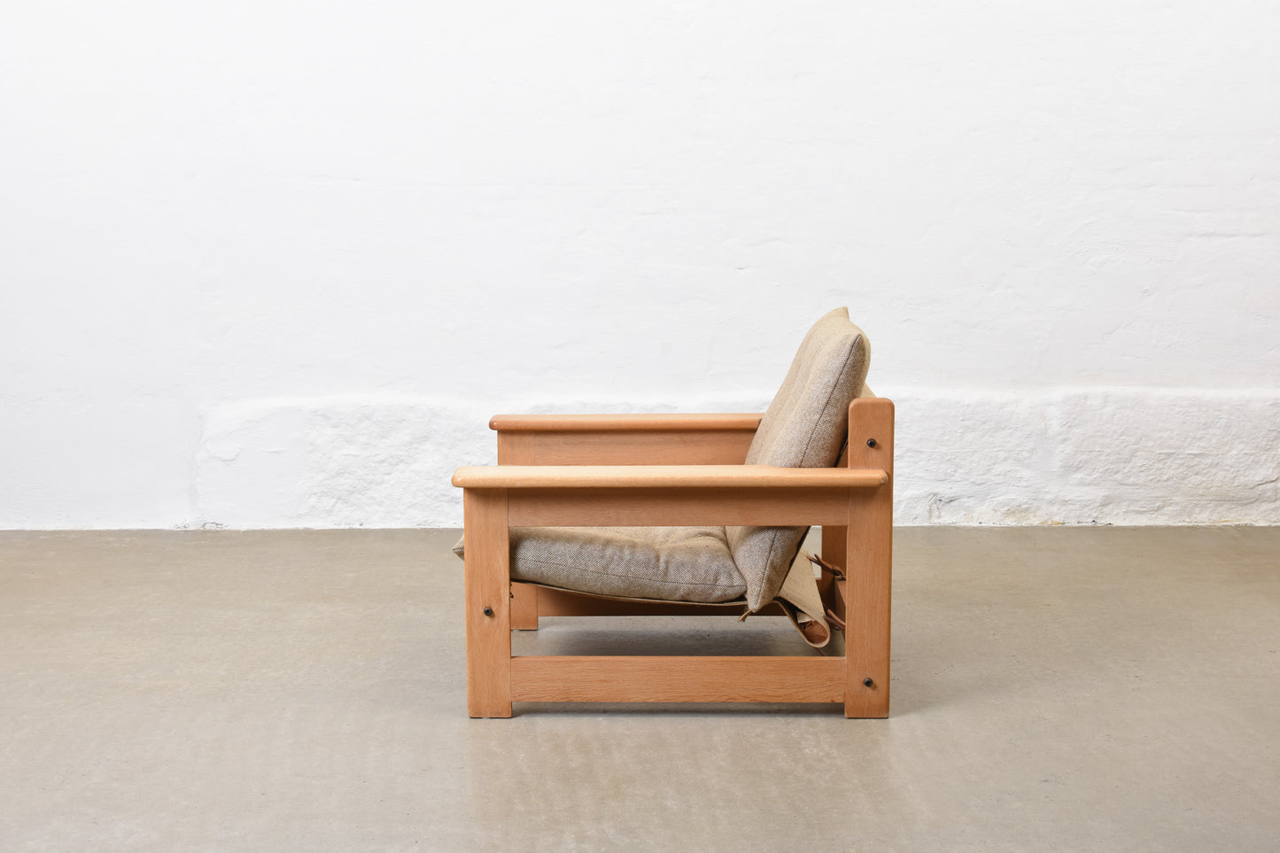 1960s oak + wool lounger