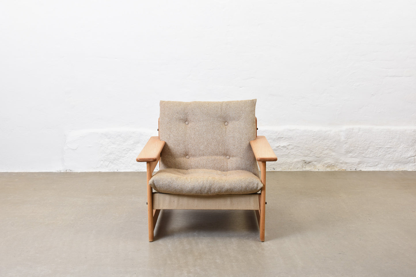 1960s oak + wool lounger