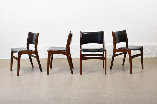 Set of four 1960s teak + vinyl chairs by Anderstrup Møbelfabrik