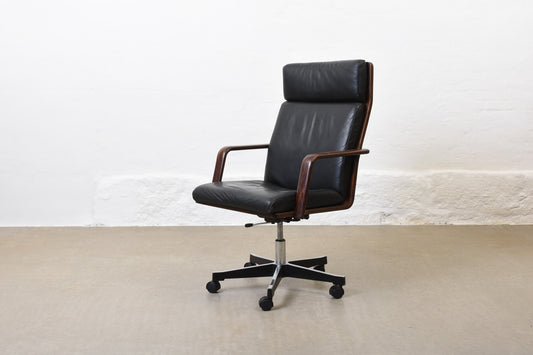 1970s leather + beech desk chair by Karl-Erik Ekselius