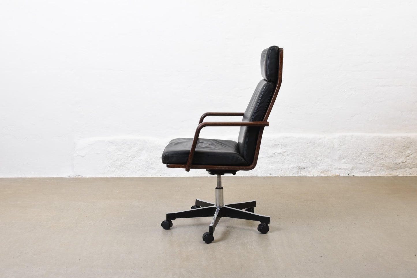 1970s leather + beech desk chair by Karl-Erik Ekselius