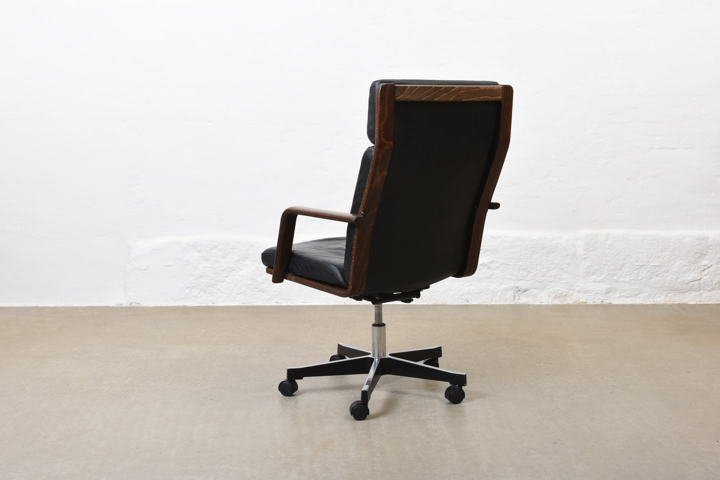 1970s leather + beech desk chair by Karl-Erik Ekselius