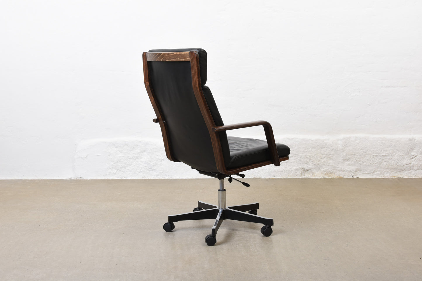 1970s leather + beech desk chair by Karl-Erik Ekselius