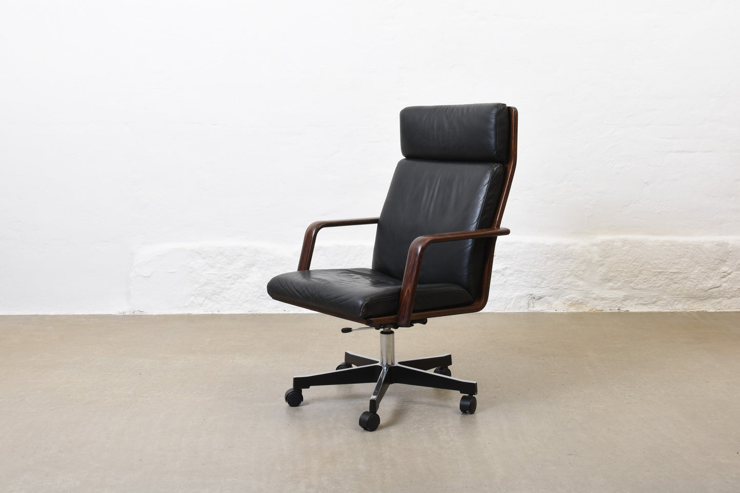 1970s leather + beech desk chair by Karl-Erik Ekselius