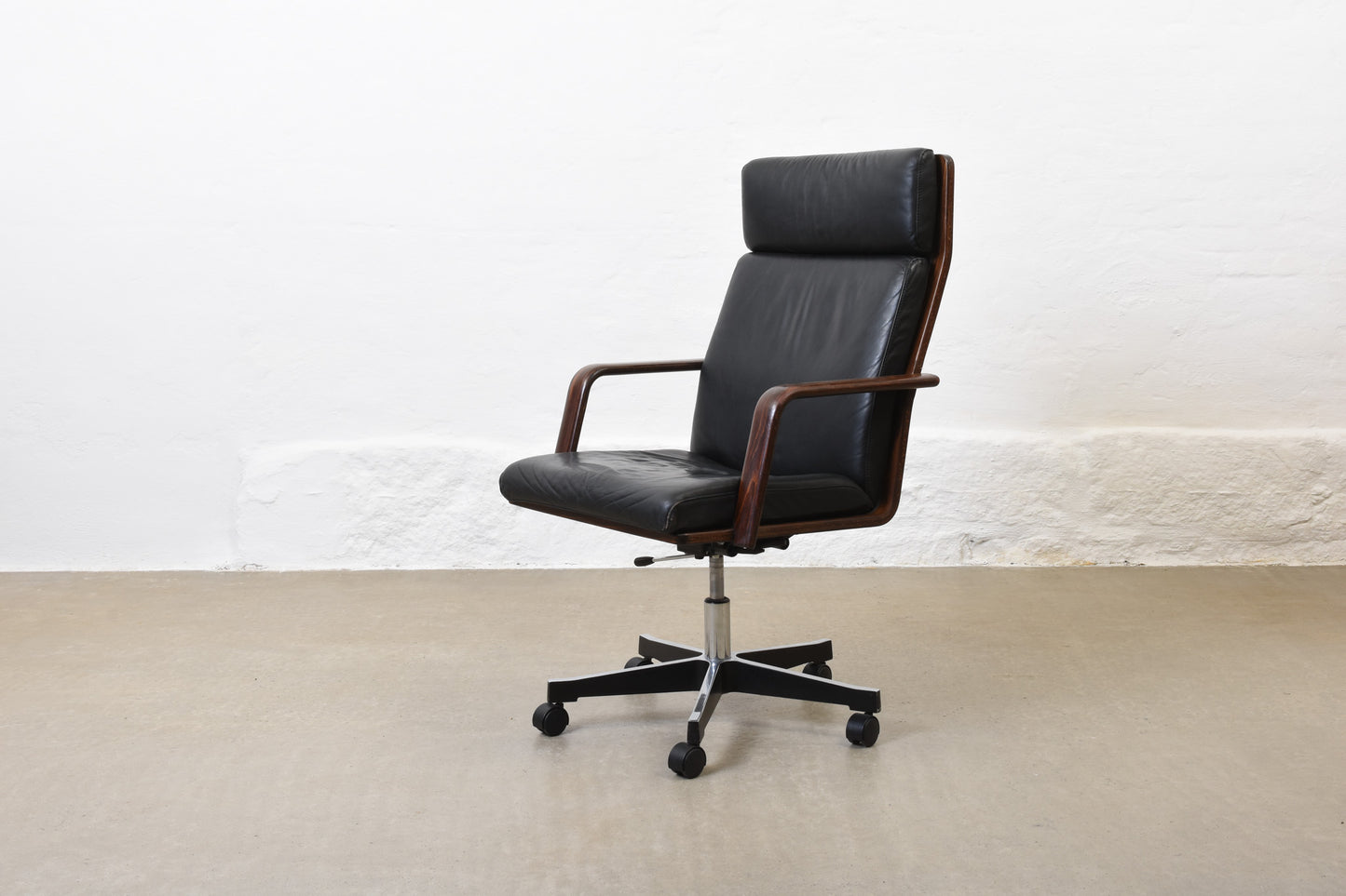 1970s leather + beech desk chair by Karl-Erik Ekselius