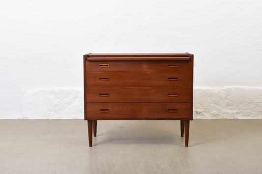 1960s low teak chest with mirror