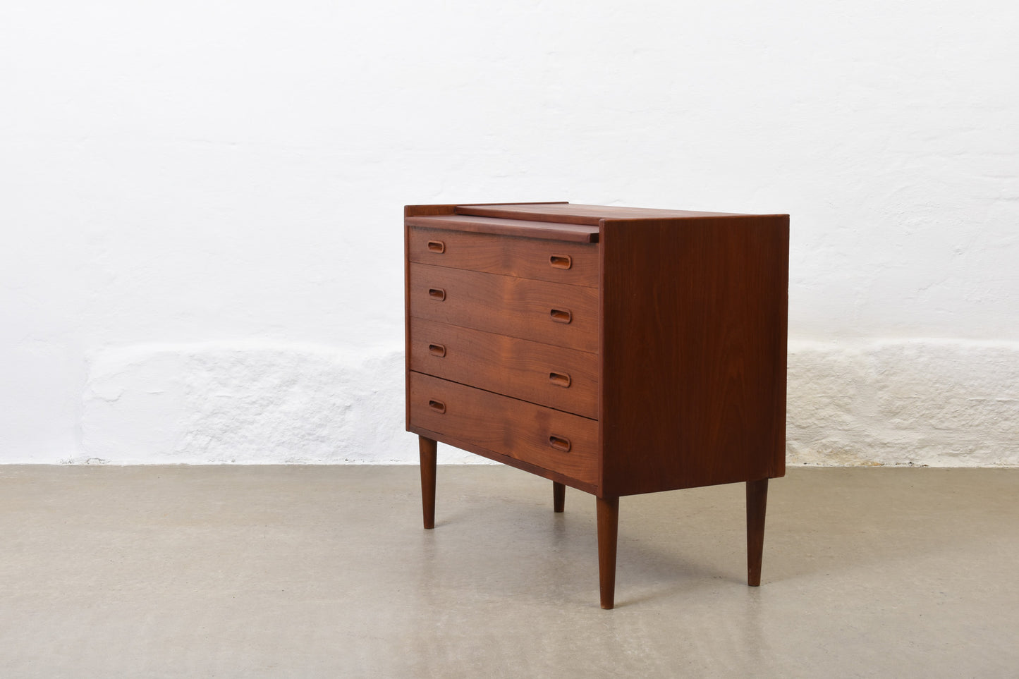 1960s low teak chest with mirror