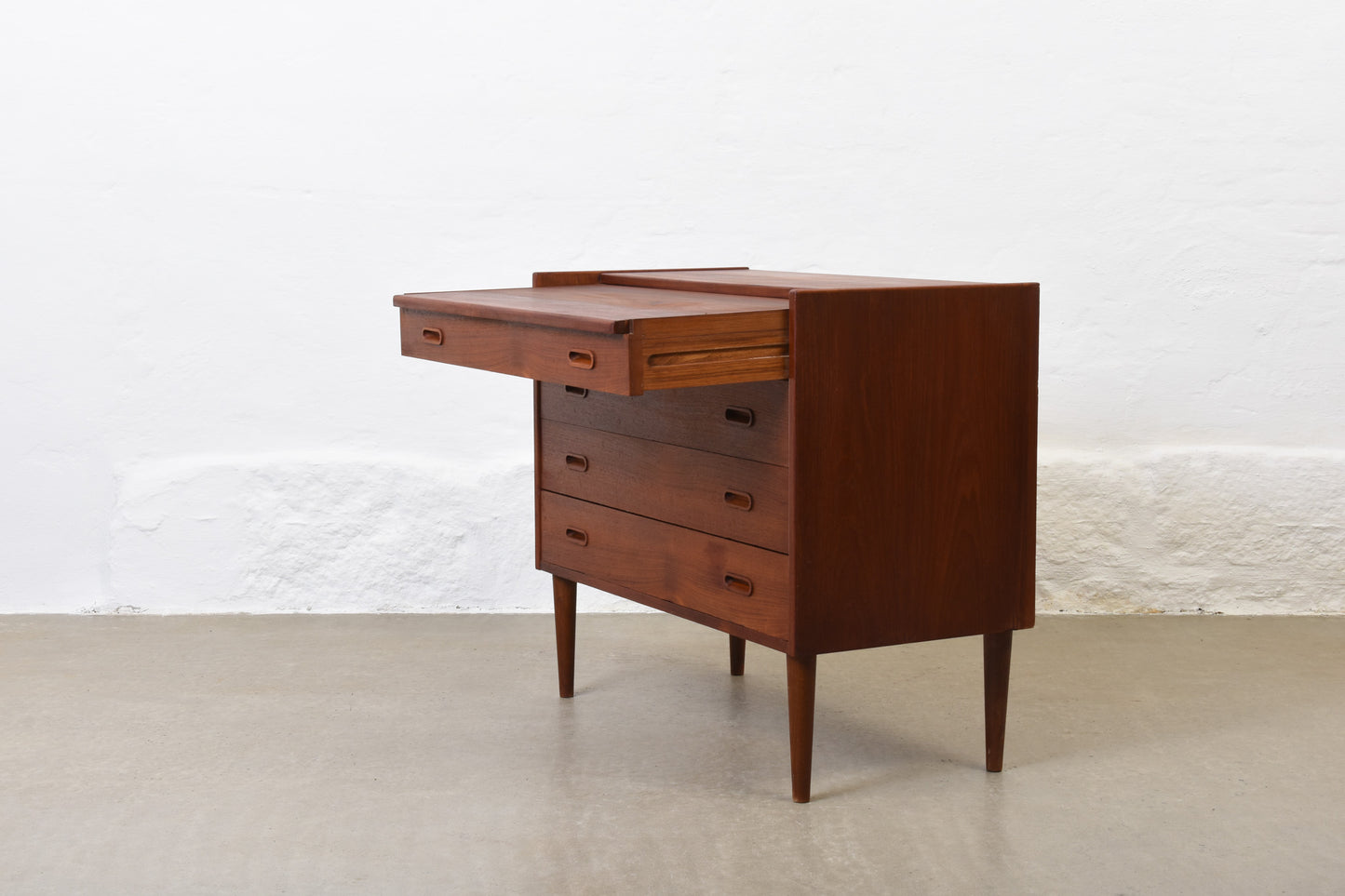 1960s low teak chest with mirror