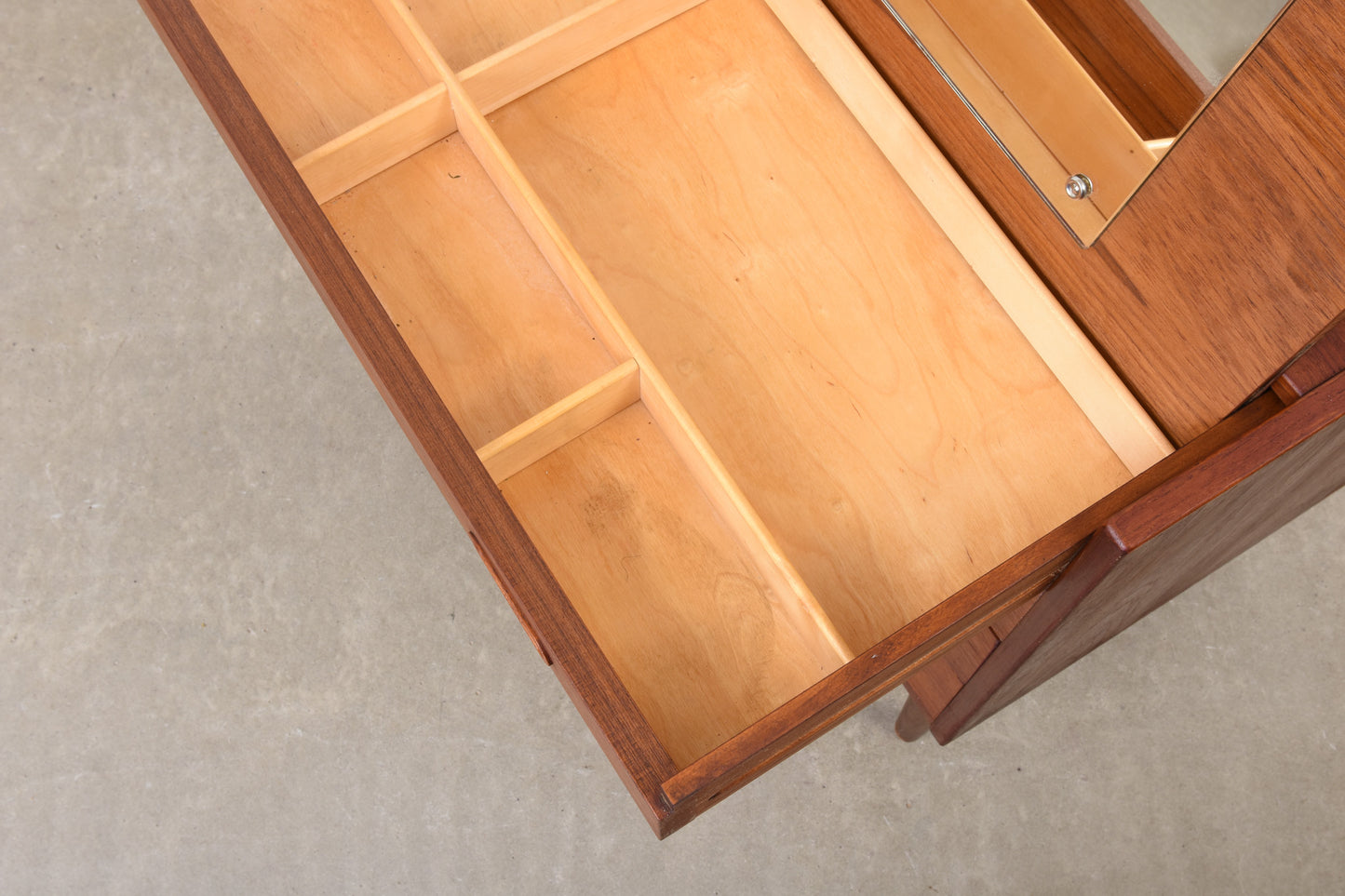 1960s low teak chest with mirror