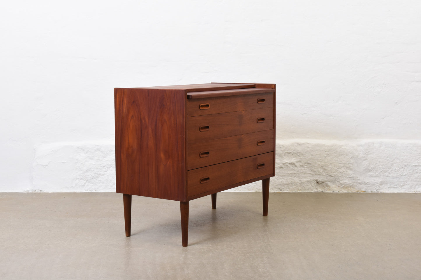 1960s low teak chest with mirror