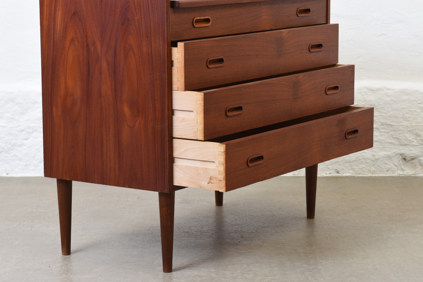 1960s low teak chest with mirror