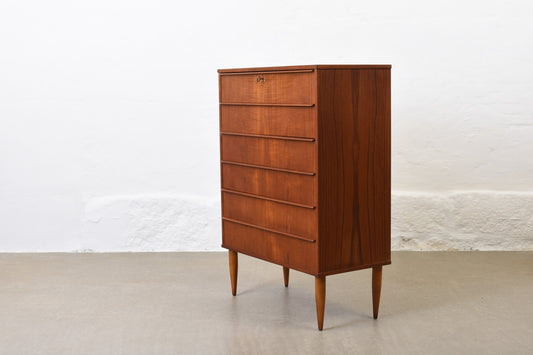 1960s teak chest of drawers with lipped handles