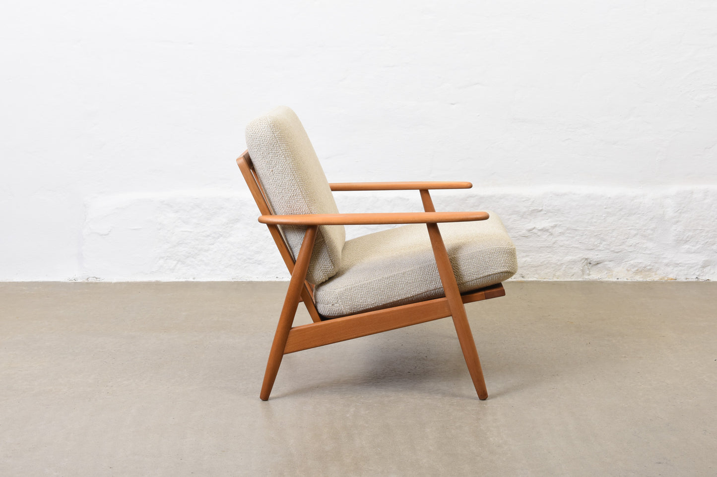 Newly reupholstered: 1960s Danish beech lounger