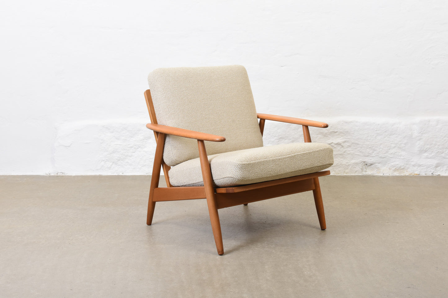 Newly reupholstered: 1960s Danish beech lounger