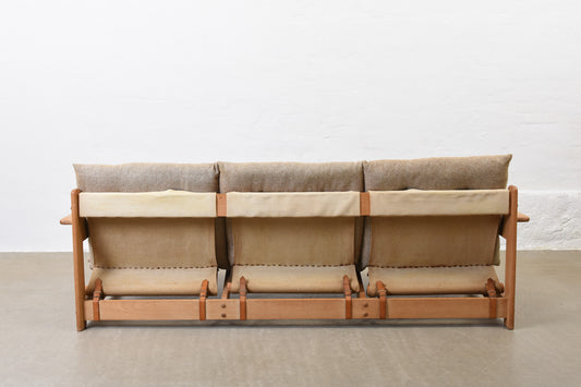 1960s three seater in oak + wool