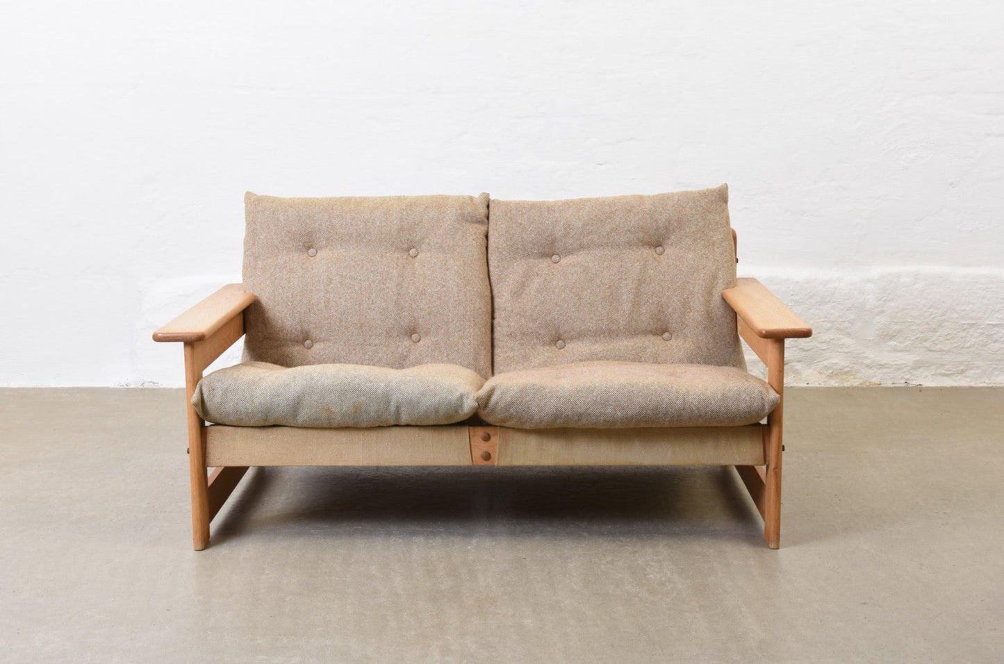 1960s two seater in oak + wool