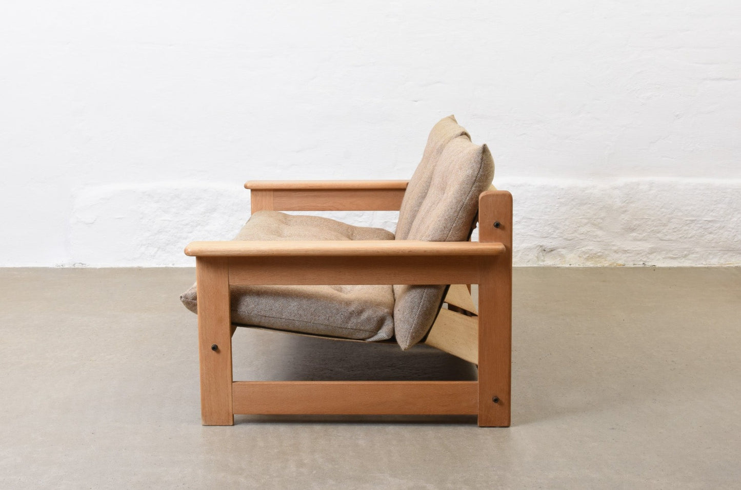 1960s two seater in oak + wool