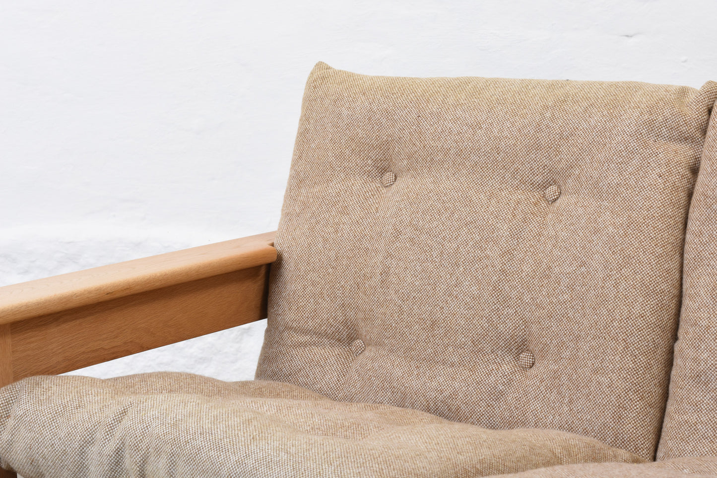 1960s two seater in oak + wool